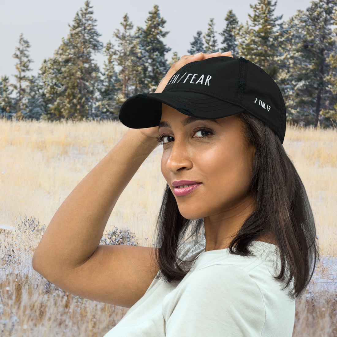 Faith Over Fear Distressed Dad Hat