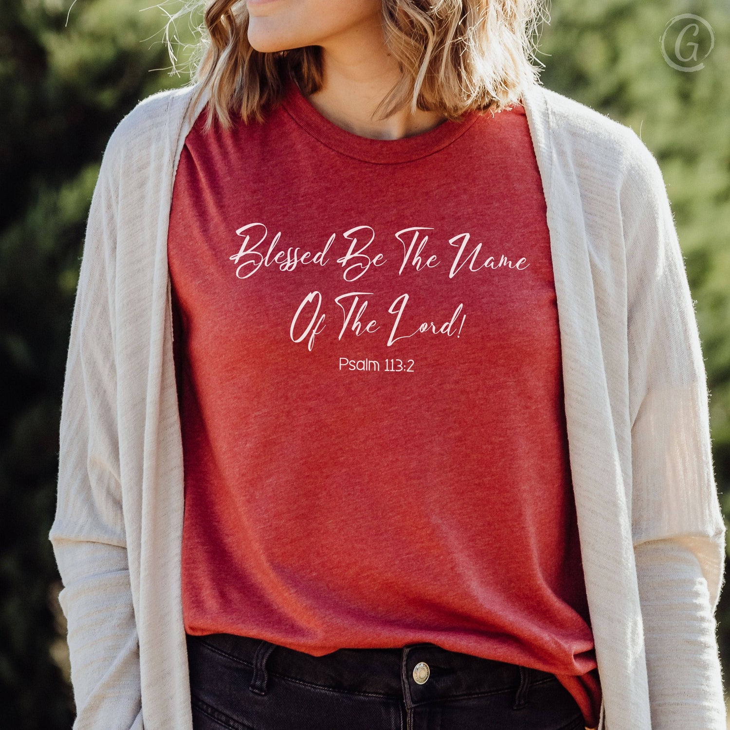 Blessed Be The Name Of The Lord! Psalm 113:2 Unisex T-Shirt Heathers Heather Canvas Red