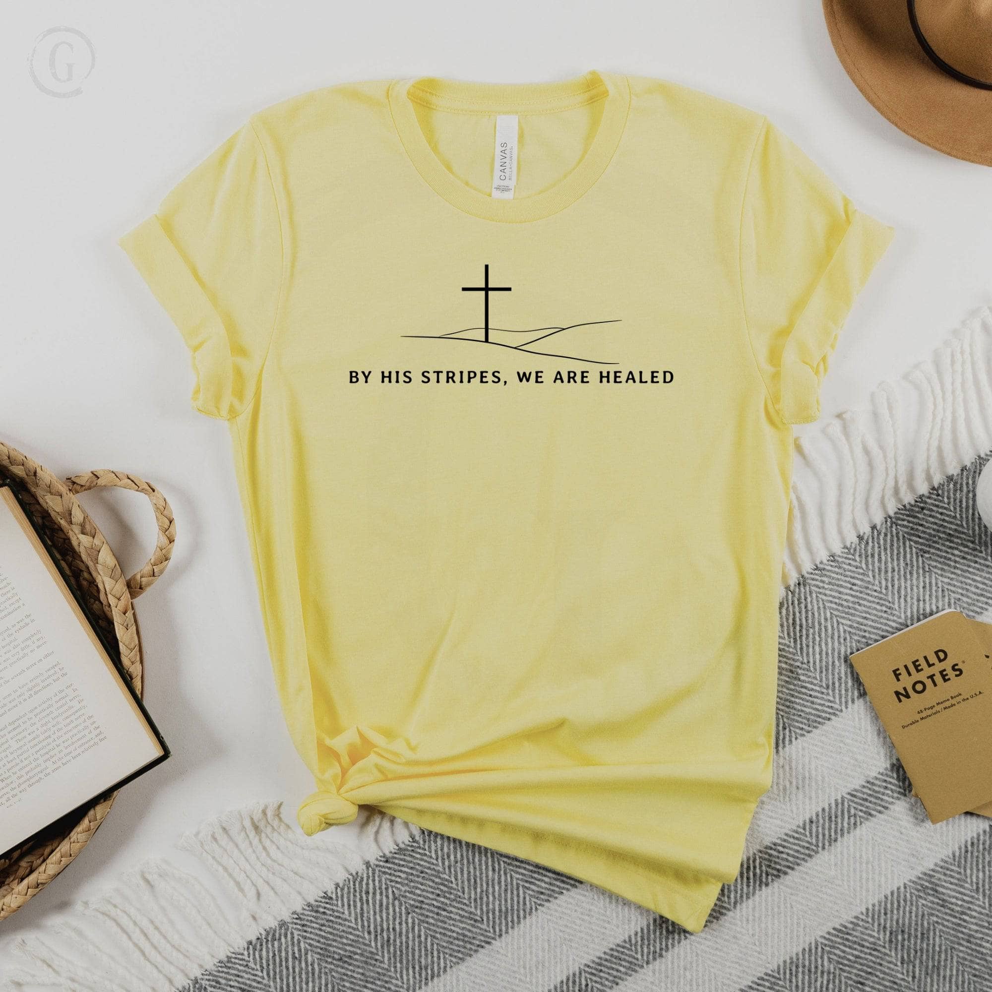 By His Stripes, We Are Healed Isaiah 53:5 Unisex T-Shirt Heathers Heather Yellow