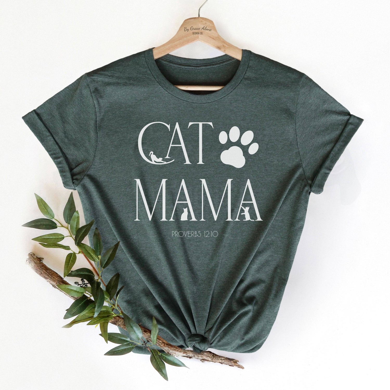 Cat Mama Proverbs 12:10 Unisex T-Shirt Heathers Heather Forest