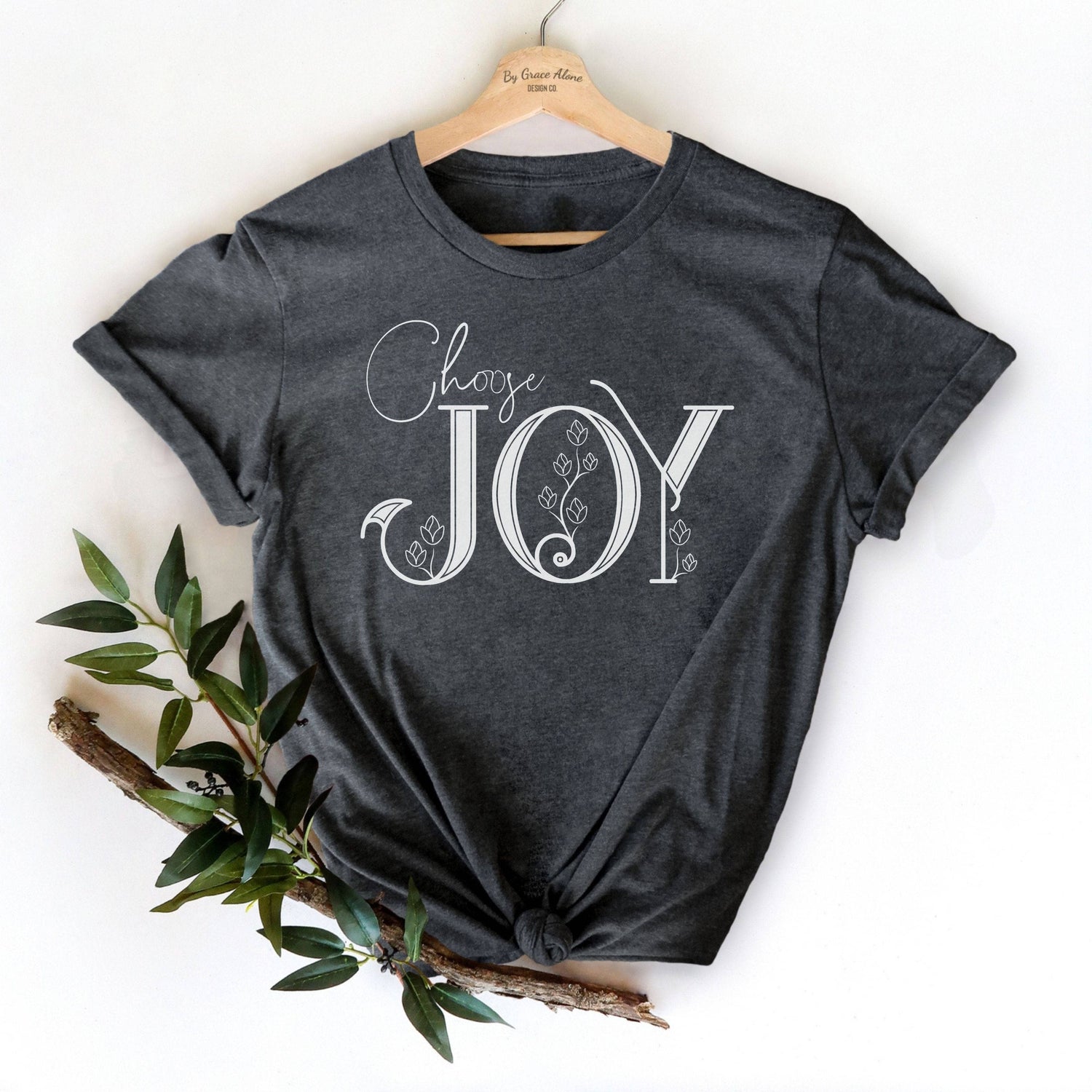 Choose Joy Habakkuk 3:17-18 Unisex T-Shirt Heathers Dark Grey Heather