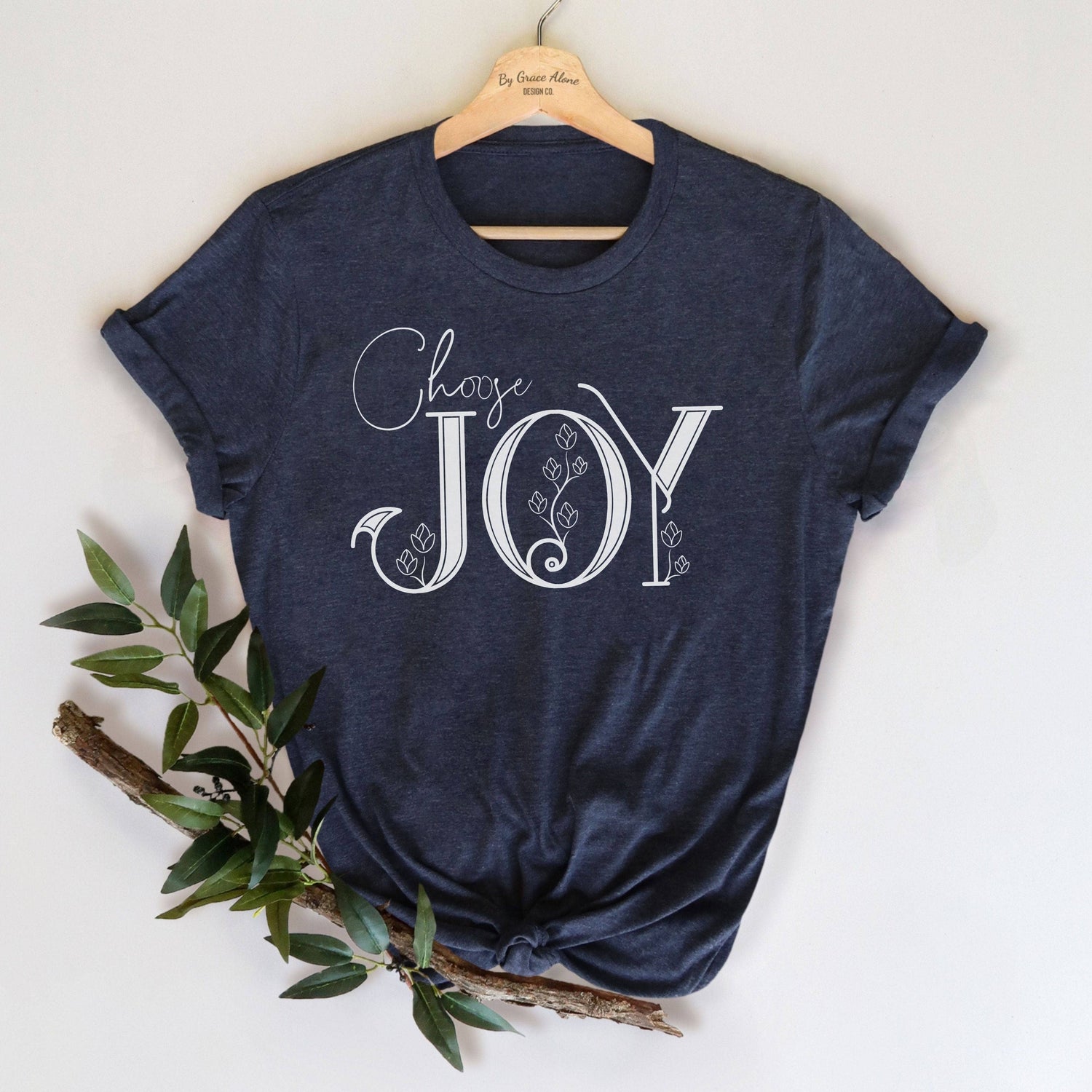 Choose Joy Habakkuk 3:17-18 Unisex T-Shirt Heathers Heather Midnight Navy