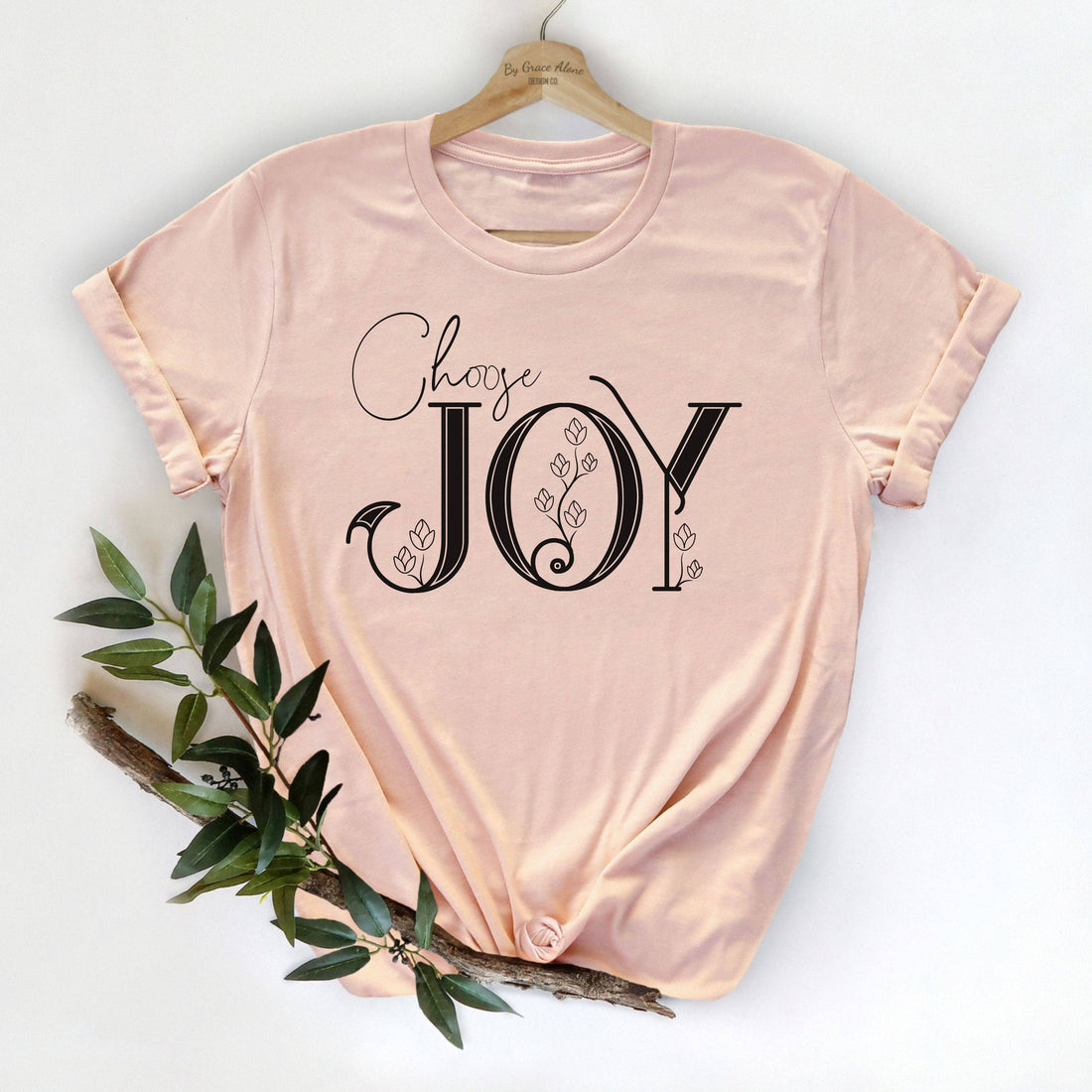 Choose Joy Habakkuk 3:17-18 Unisex T-Shirt Heathers Heather Peach