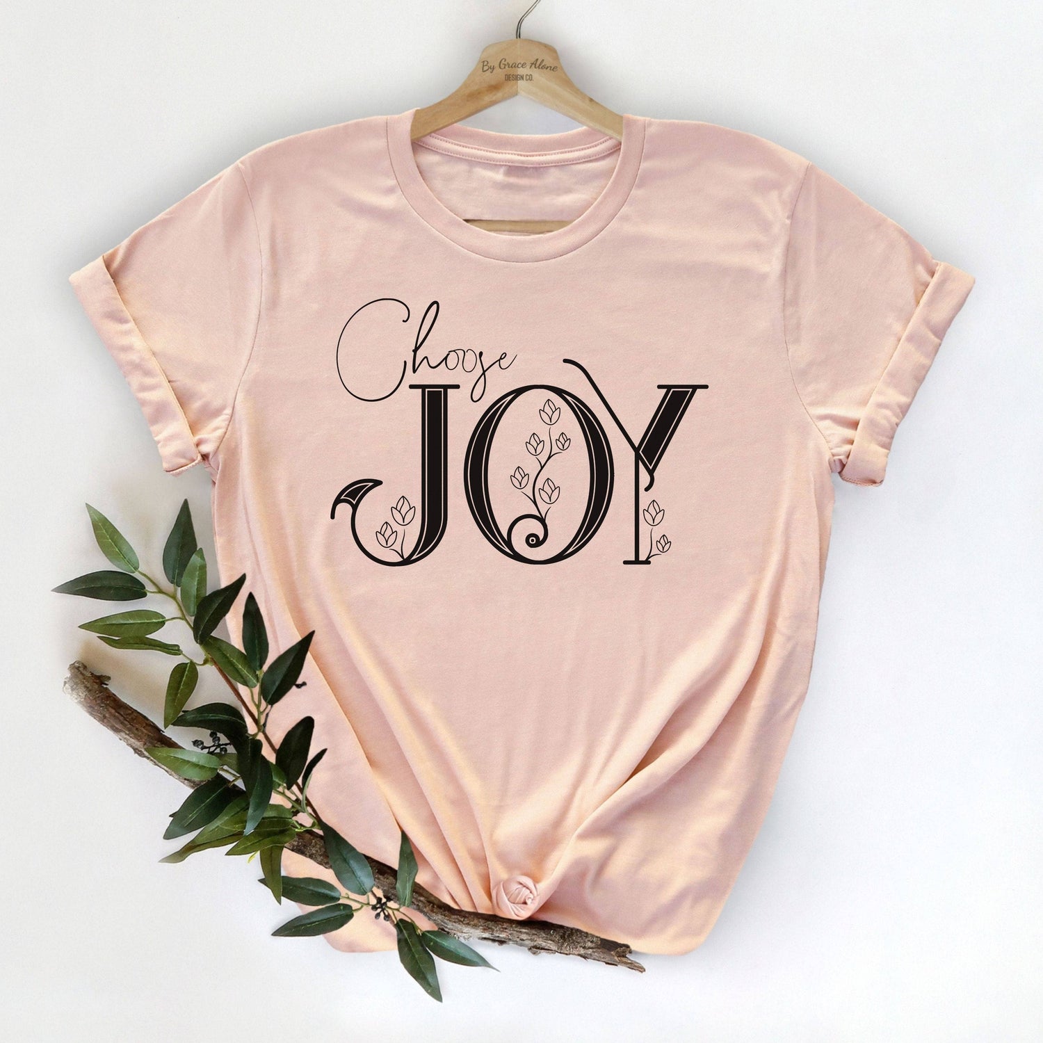 Choose Joy Habakkuk 3:17-18 Unisex T-Shirt Heathers Heather Peach