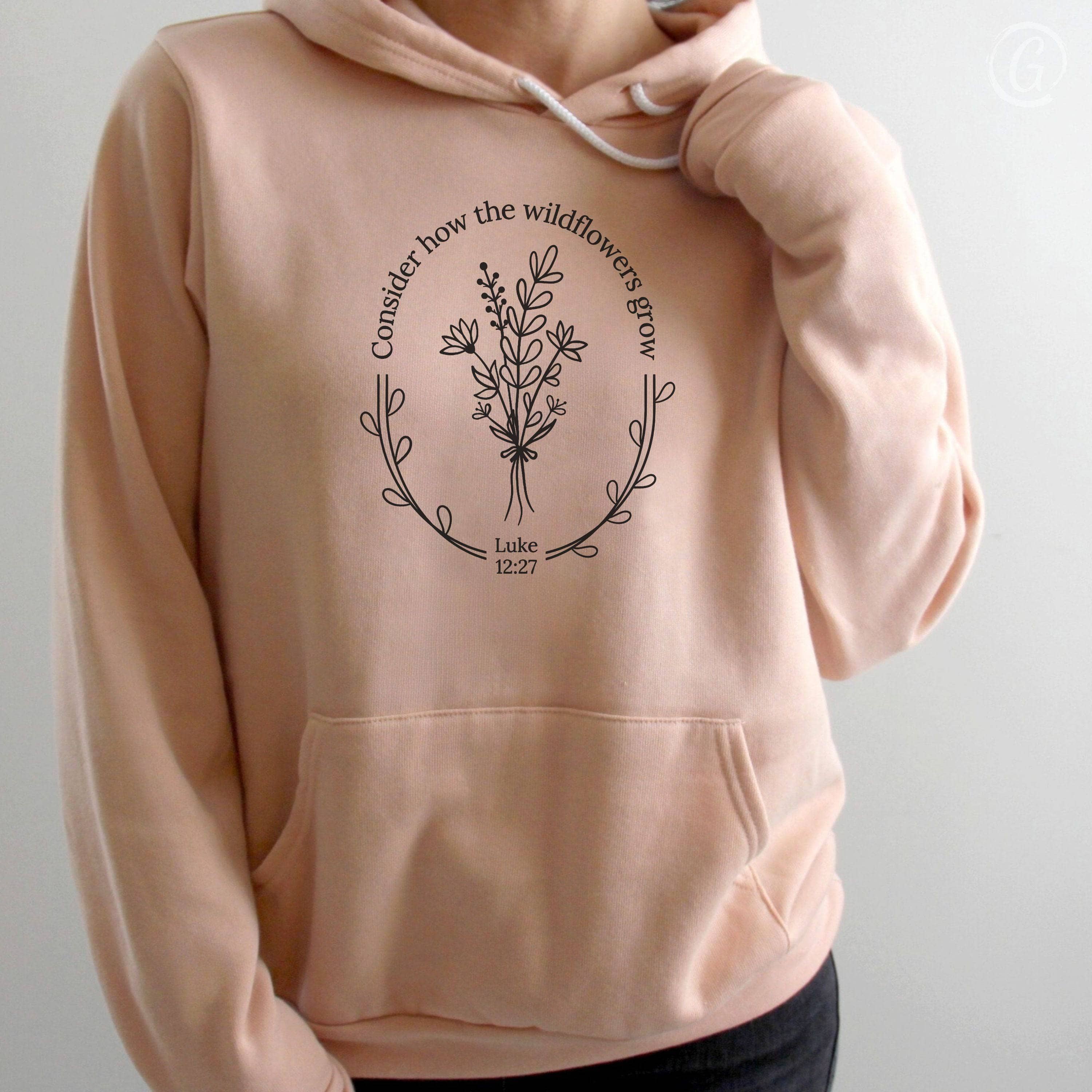 Consider How The Wildflowers Grow Premium Unisex Pullover Hoodie Peach