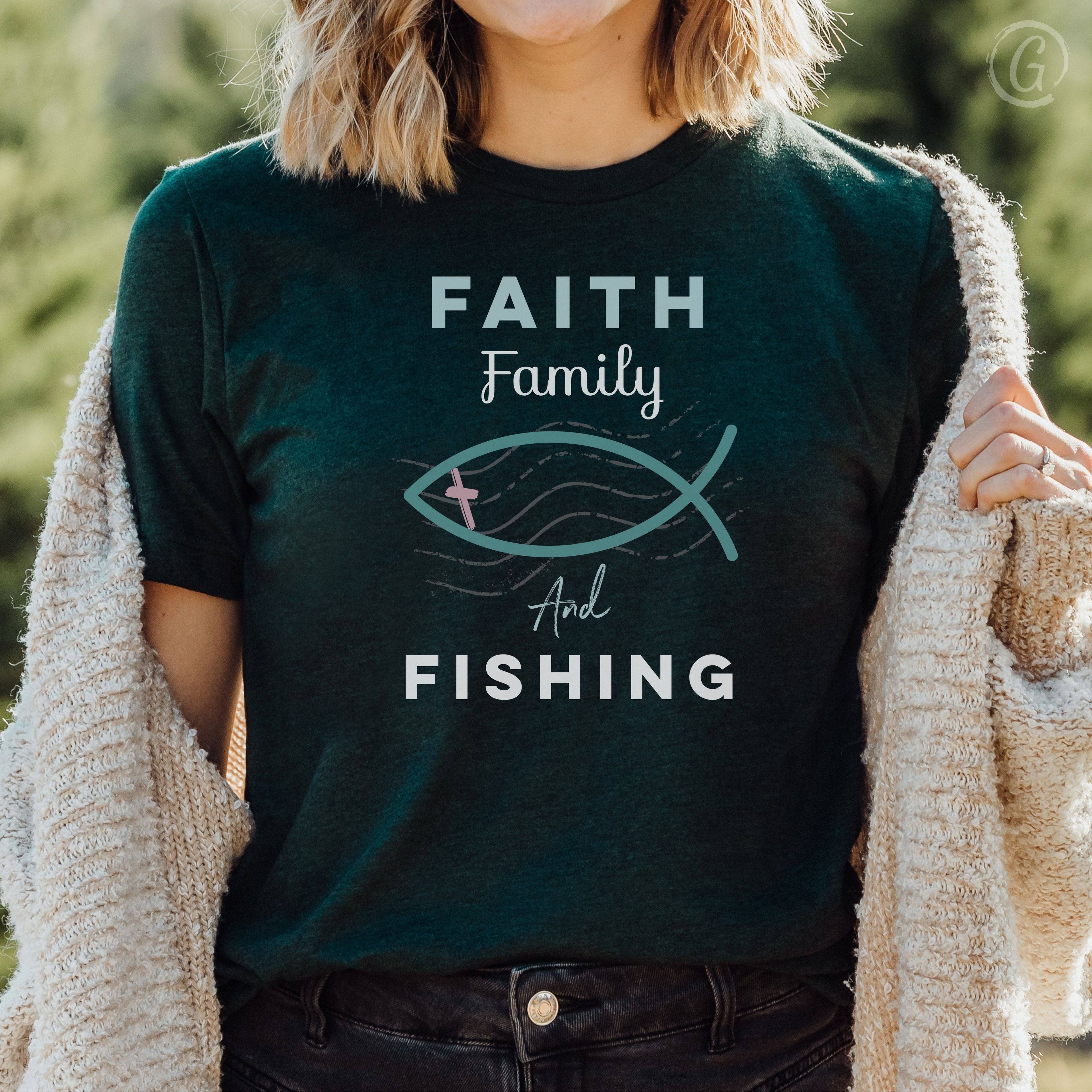 Faith Family And Fishing Unisex T-Shirt Emerald Heather