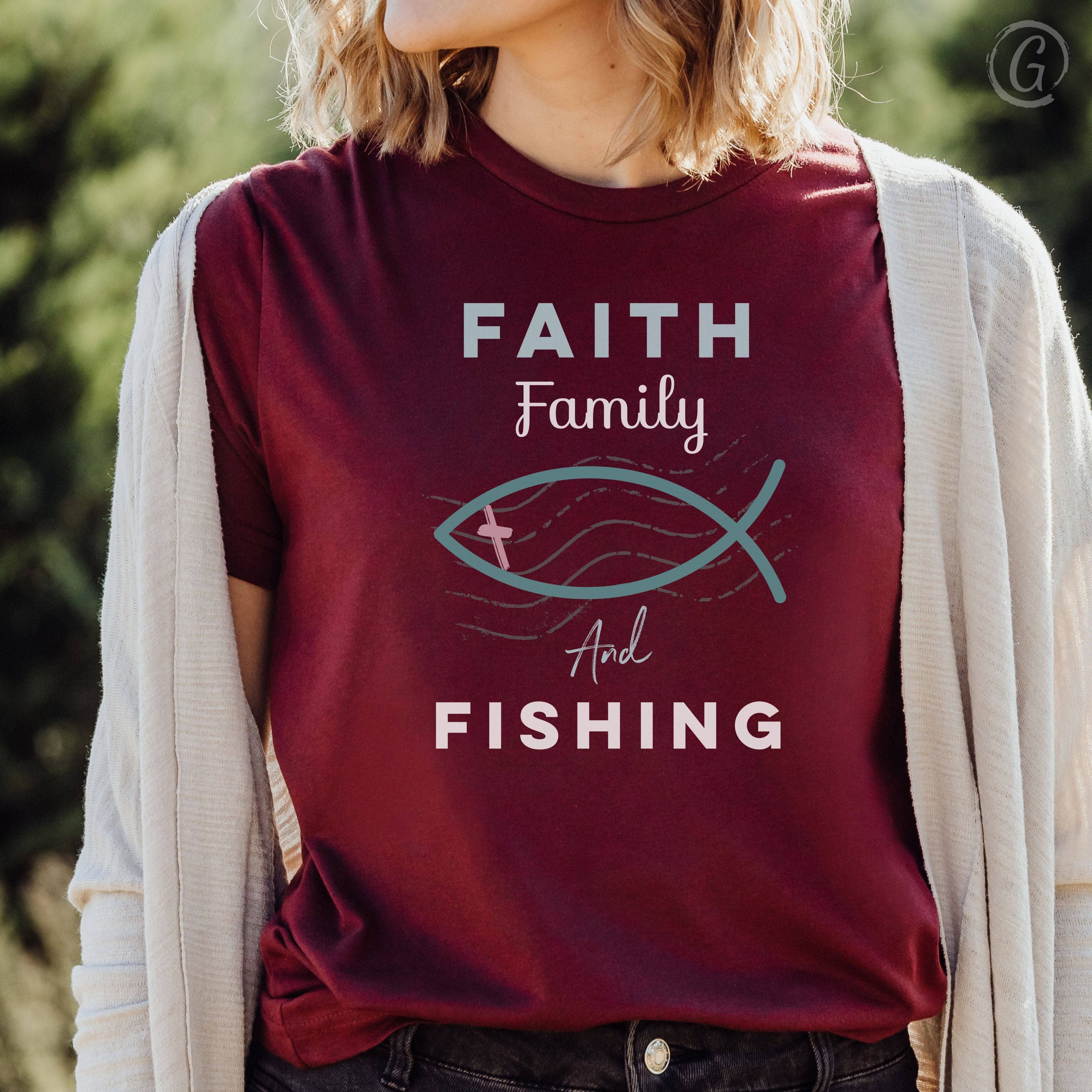 Faith Family And Fishing Unisex T-Shirt Heather Cardinal