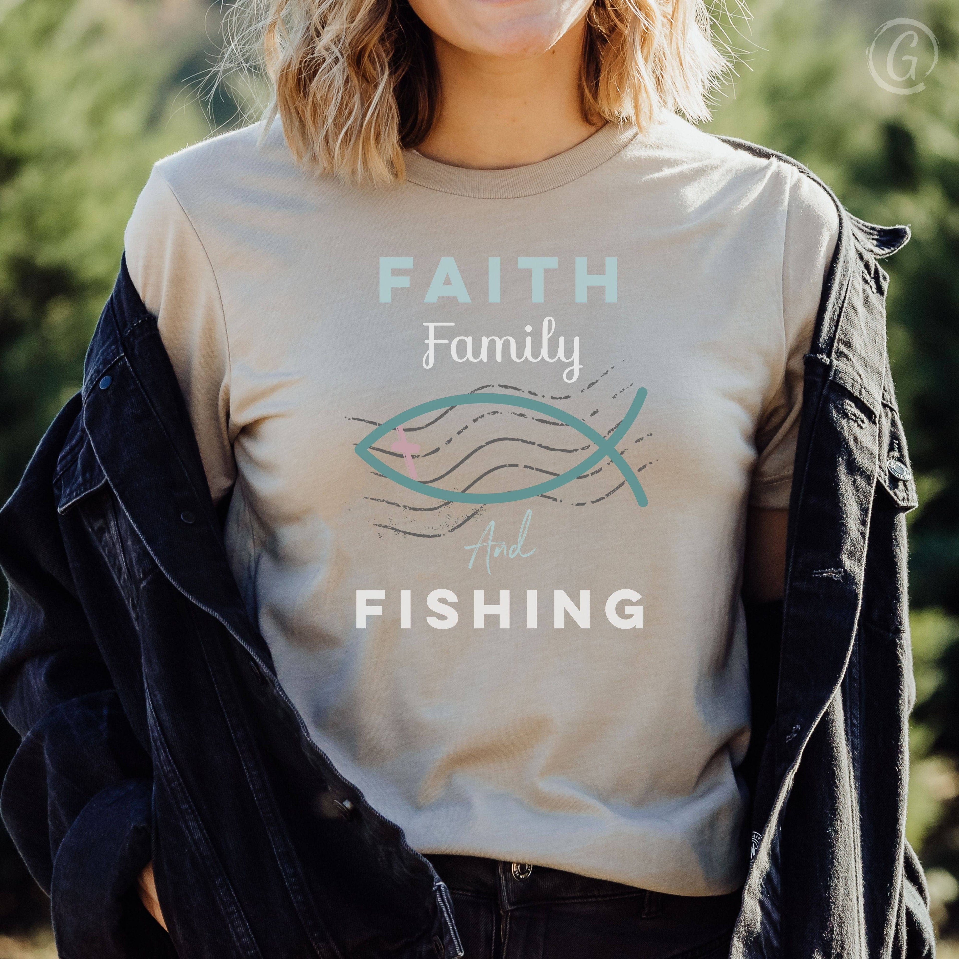 Faith Family And Fishing Unisex T-Shirt Heather Tan