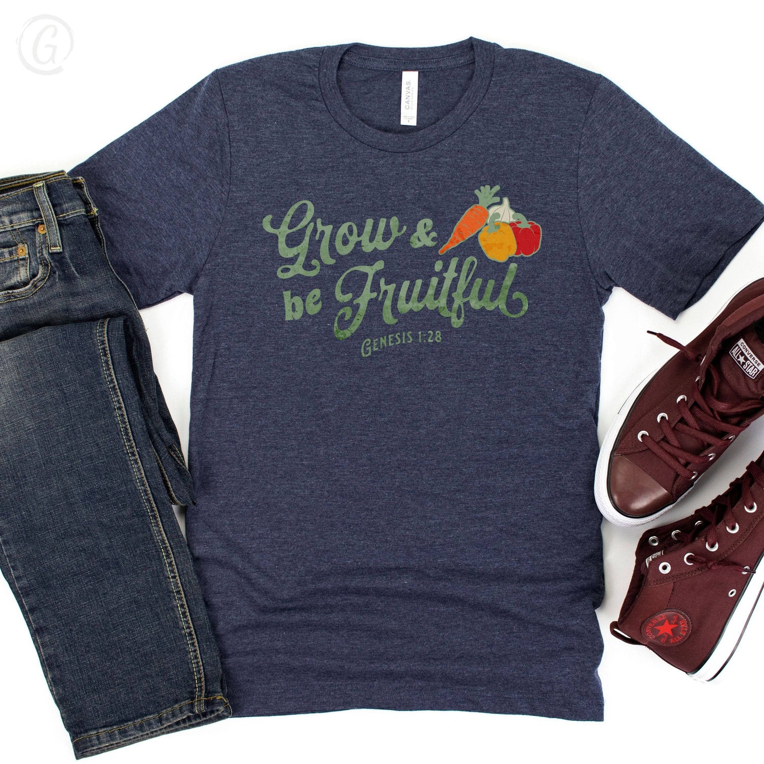 Grow &amp; Be Fruitful Unisex T-Shirt Heathers Heather Navy