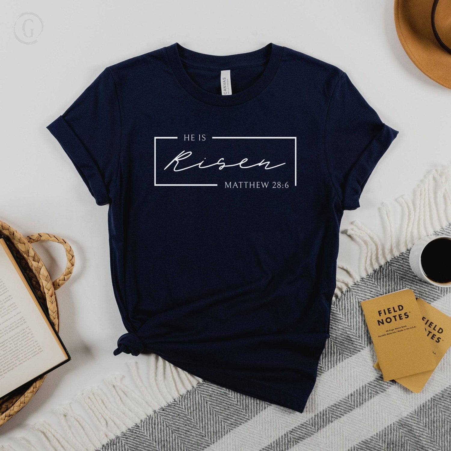 He Is Risen Matthew 28:6 Unisex T-Shirt Classics Navy