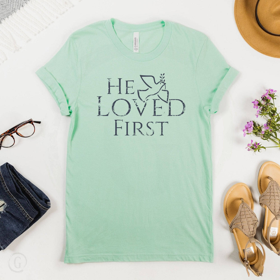 He Loved First 1 John 4:19 Unisex T-Shirt Classics Mint