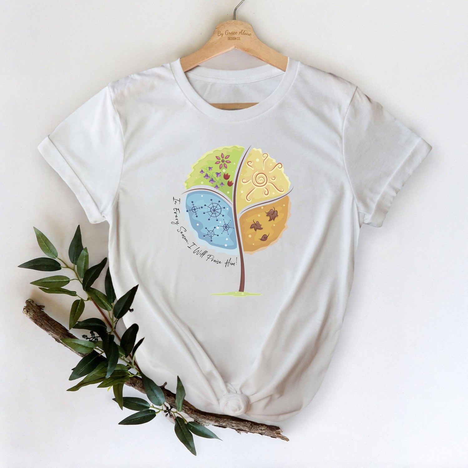 In Every Season, I Will Praise Him Psalm 34 Unisex T-Shirt Classics White