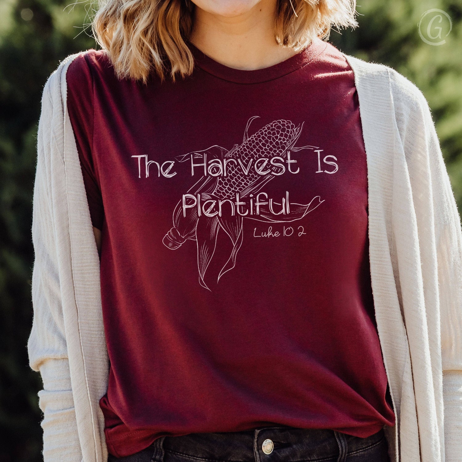 The Harvest Is Plentiful Luke 10:2 Unisex T-Shirt Heathers Heather Cardinal