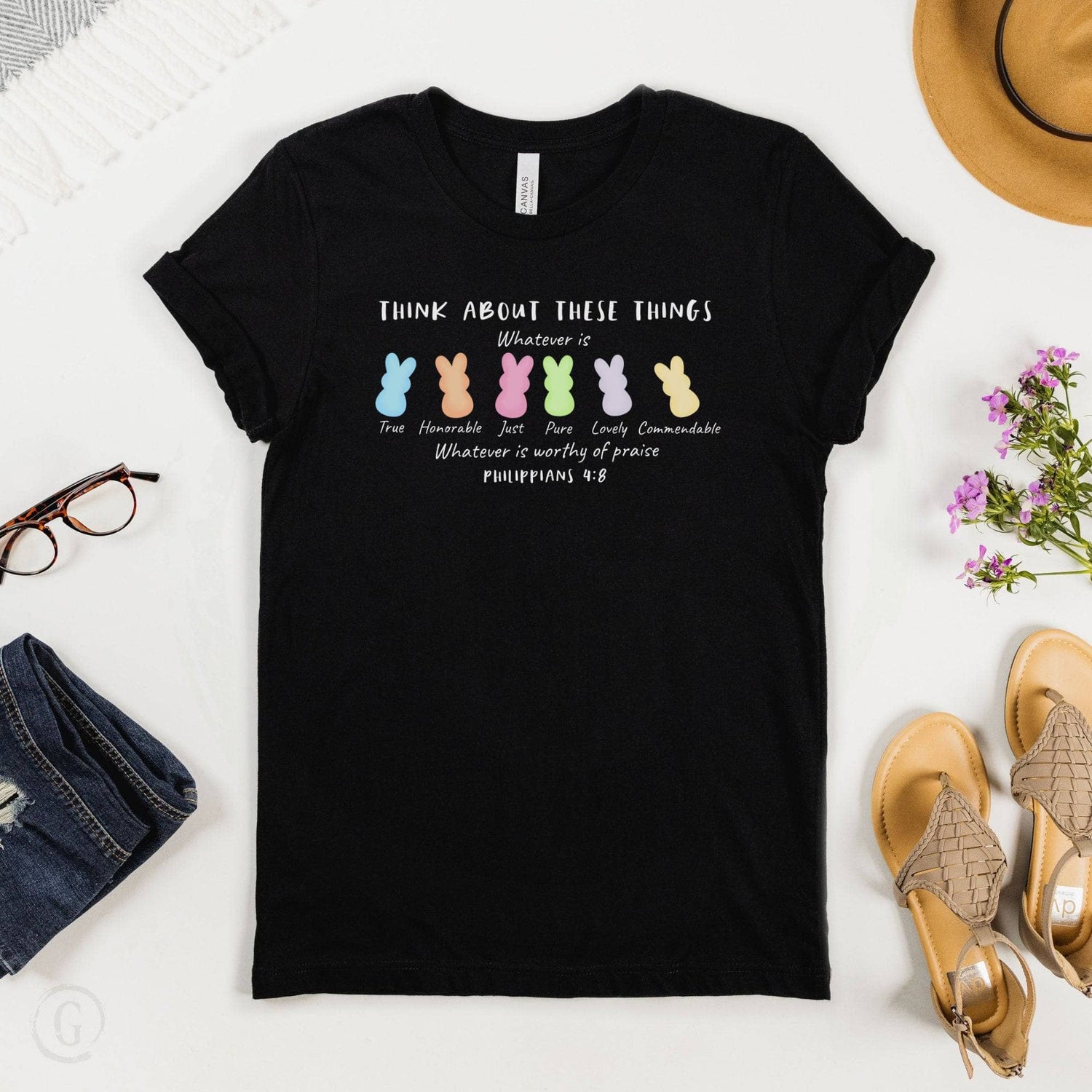 Think About These Things Philippians 4:8 Unisex T-Shirt Classics Black