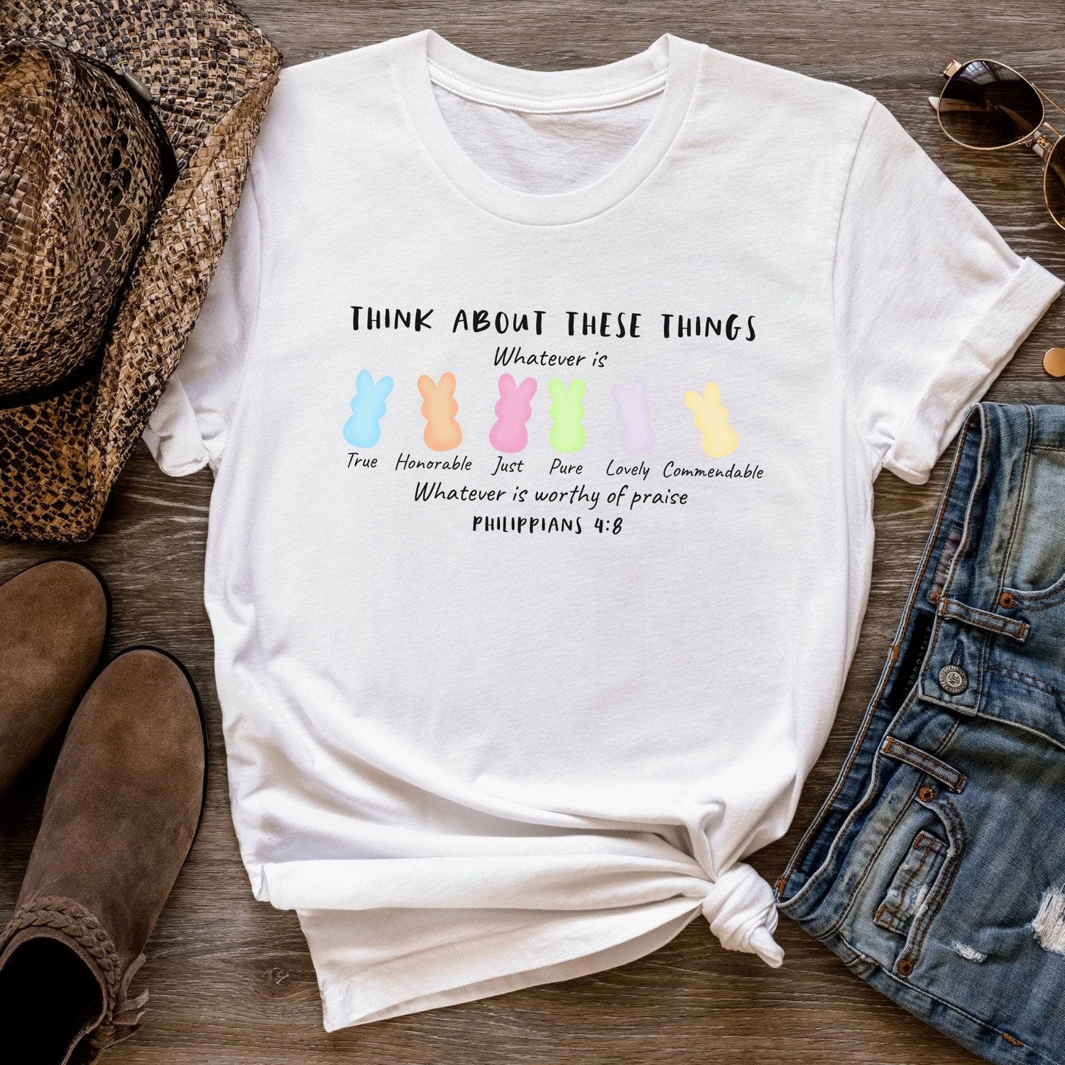 Think About These Things Philippians 4:8 Unisex T-Shirt Classics White