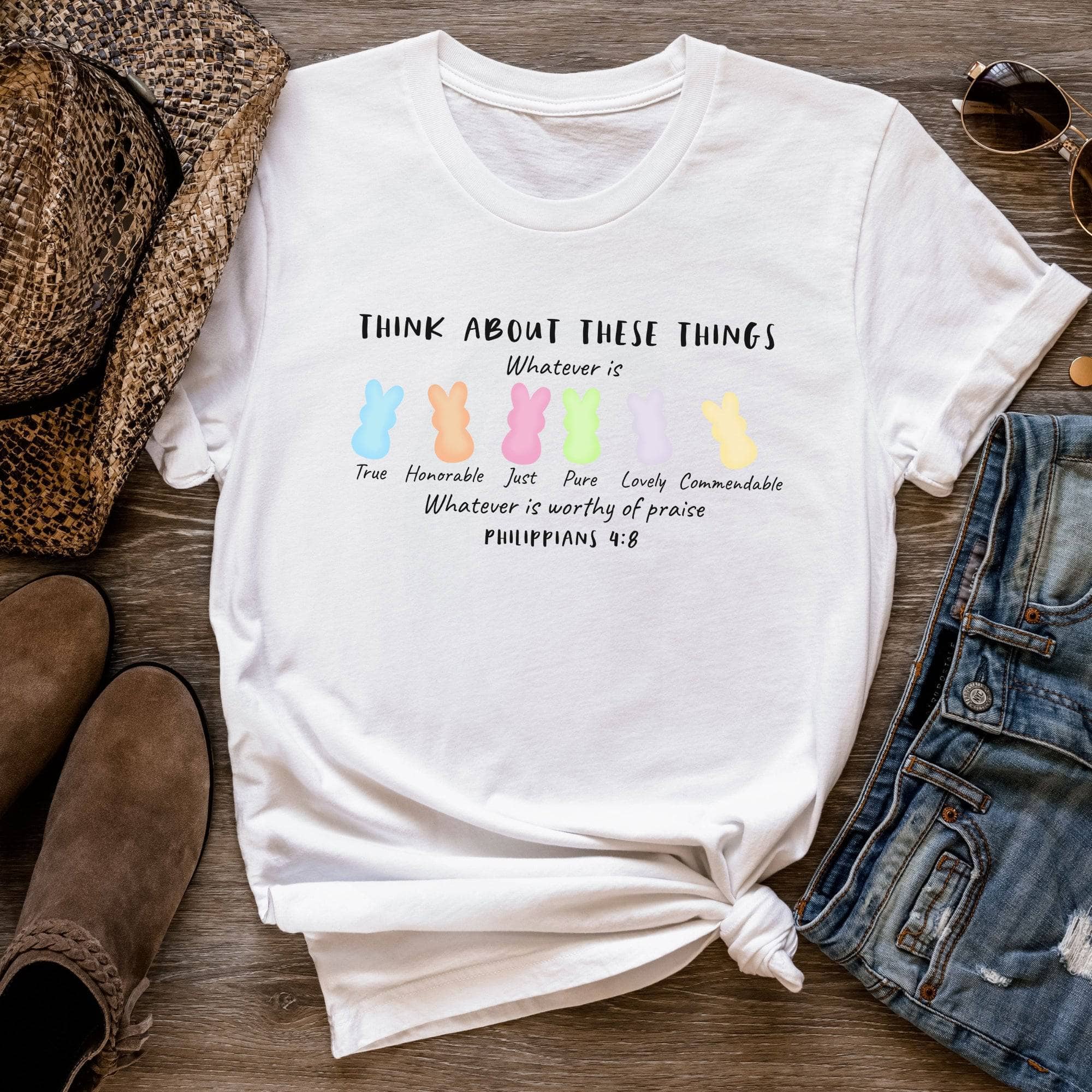 Think About These Things Philippians 4:8 Unisex T-Shirt Classics White