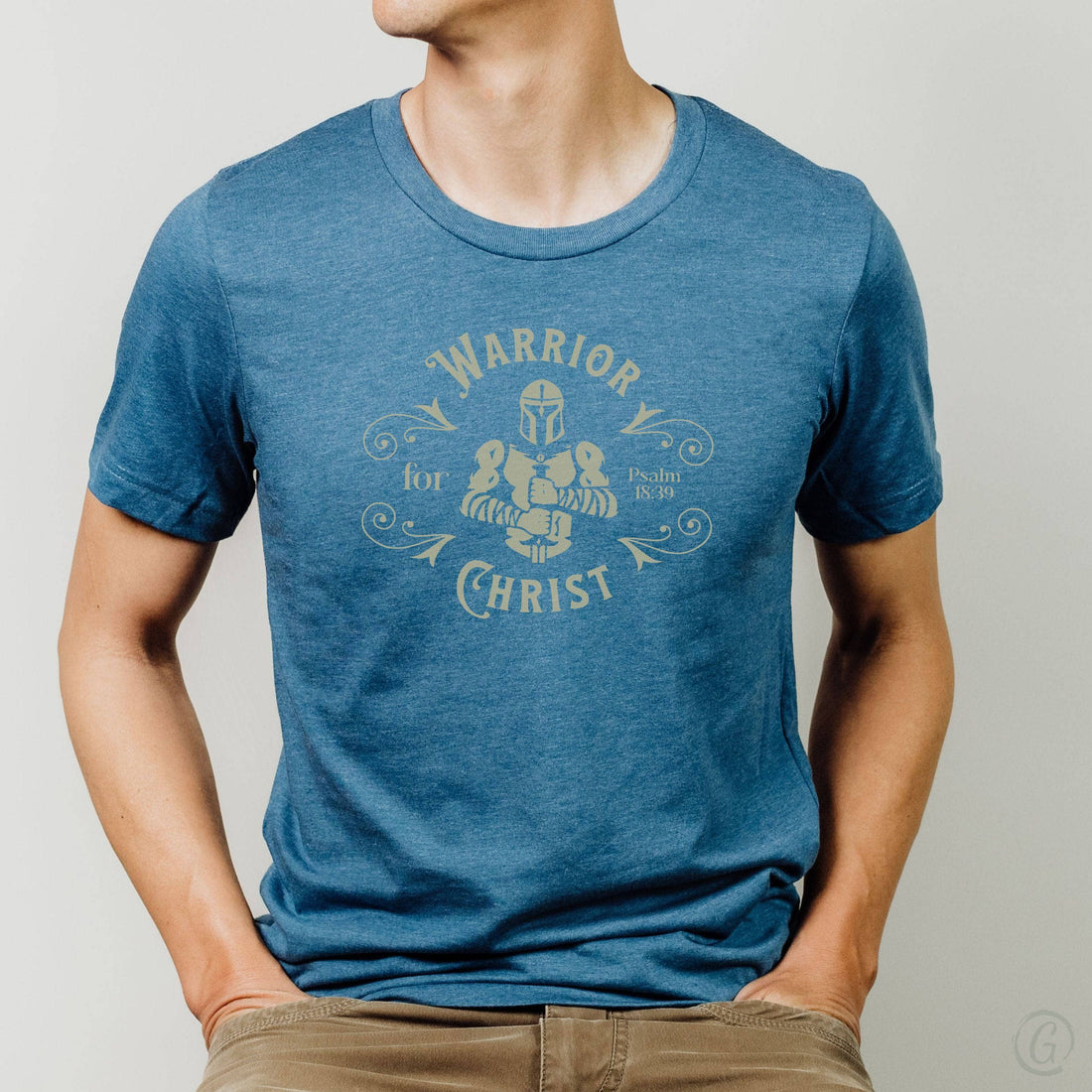 Warrior For Christ Psalm 18:39 Unisex T-Shirt Heathers Heather Deep Teal