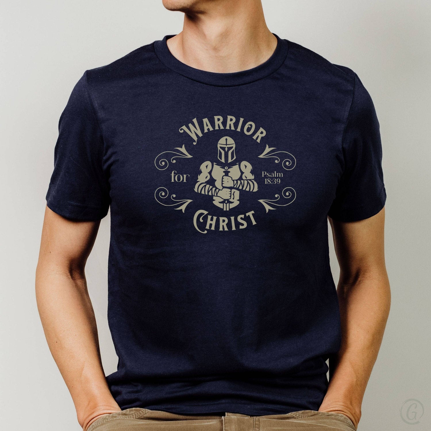 Warrior For Christ Psalm 18:39 Unisex T-Shirt Classics Navy