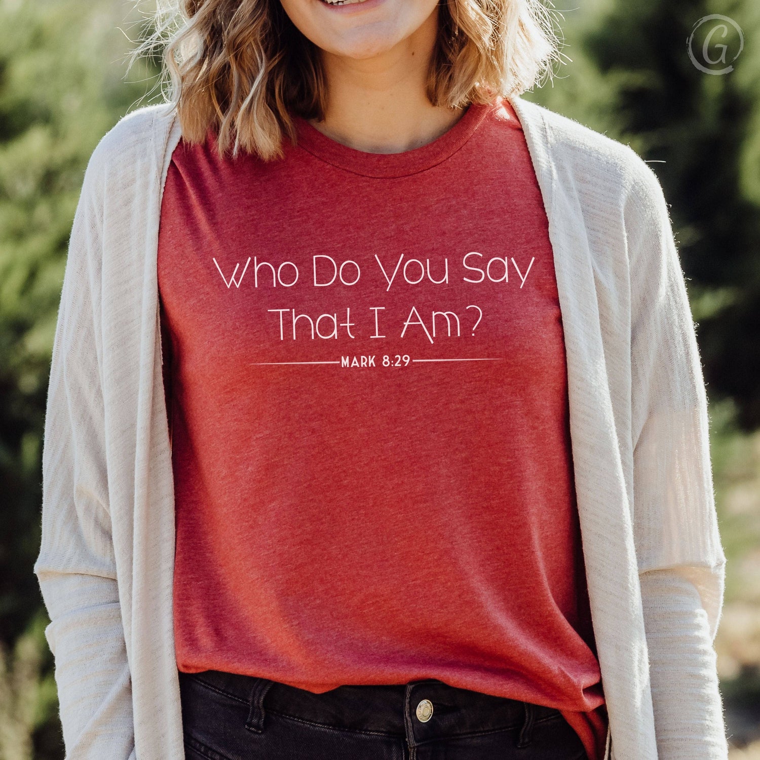 Who Do You Say That I Am? Mark 8:29 Unisex T-Shirt Heathers Heather Canvas Red