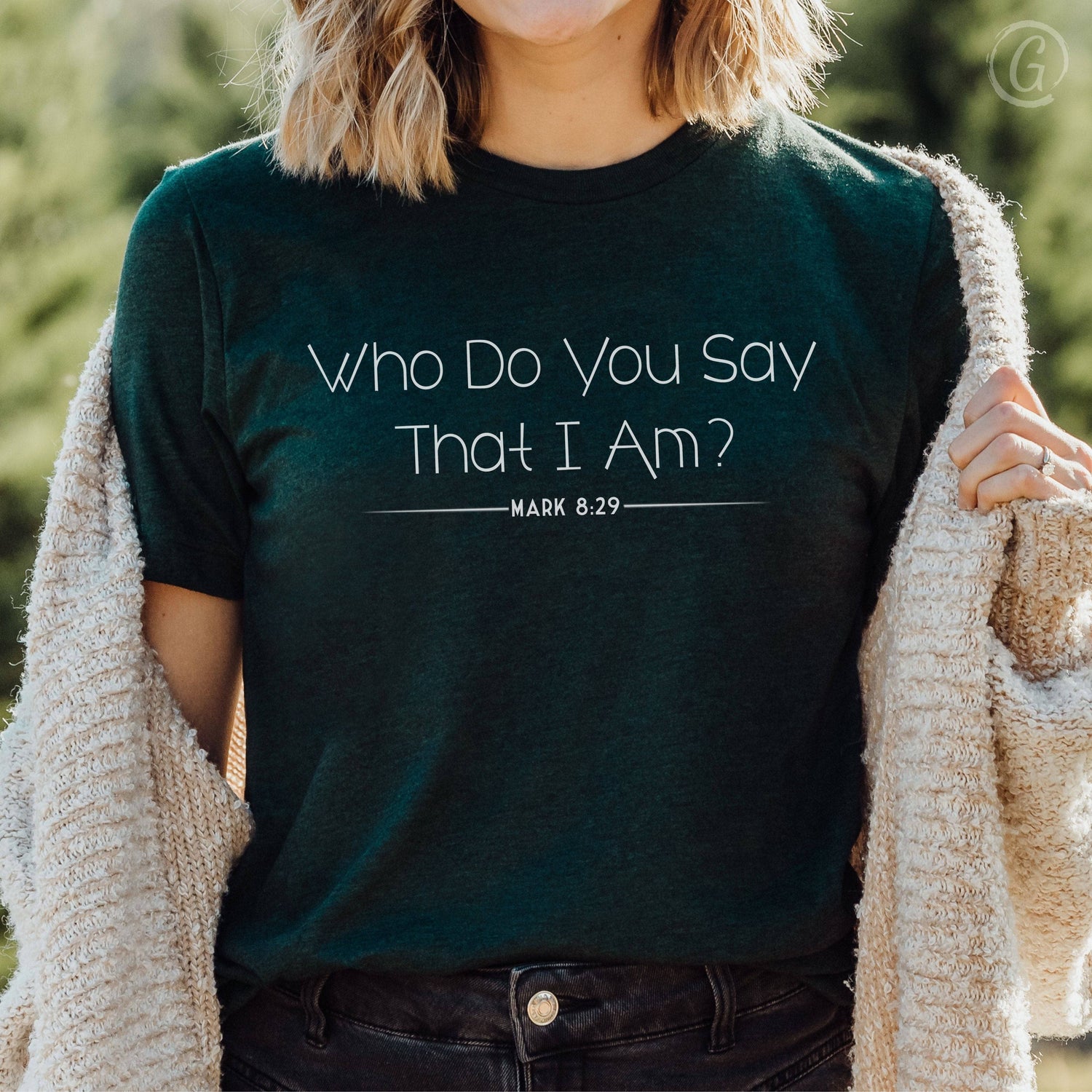Who Do You Say That I Am? Mark 8:29 Unisex T-Shirt Heathers Emerald Heather
